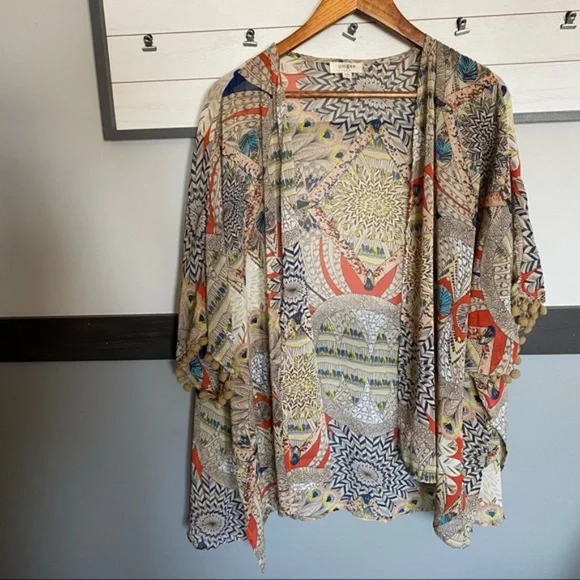 UMGEE womans dolman open cardigan short sleeve size S/M lightweight print - Picture 10 of 16